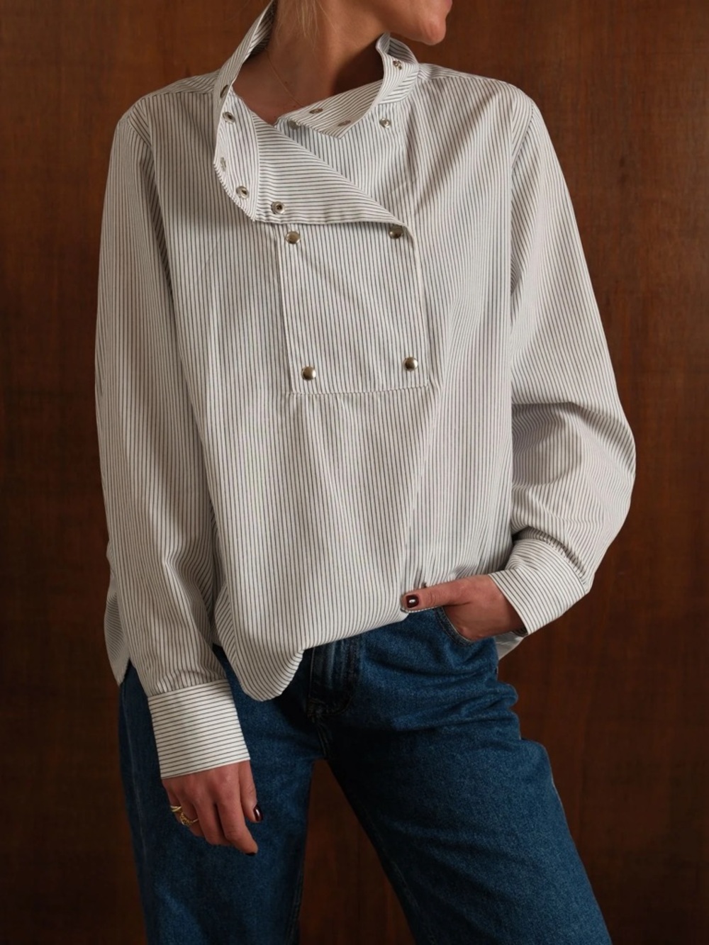 MASSIMO DUTTI Flowing Shirt With Button Detail  Size XS